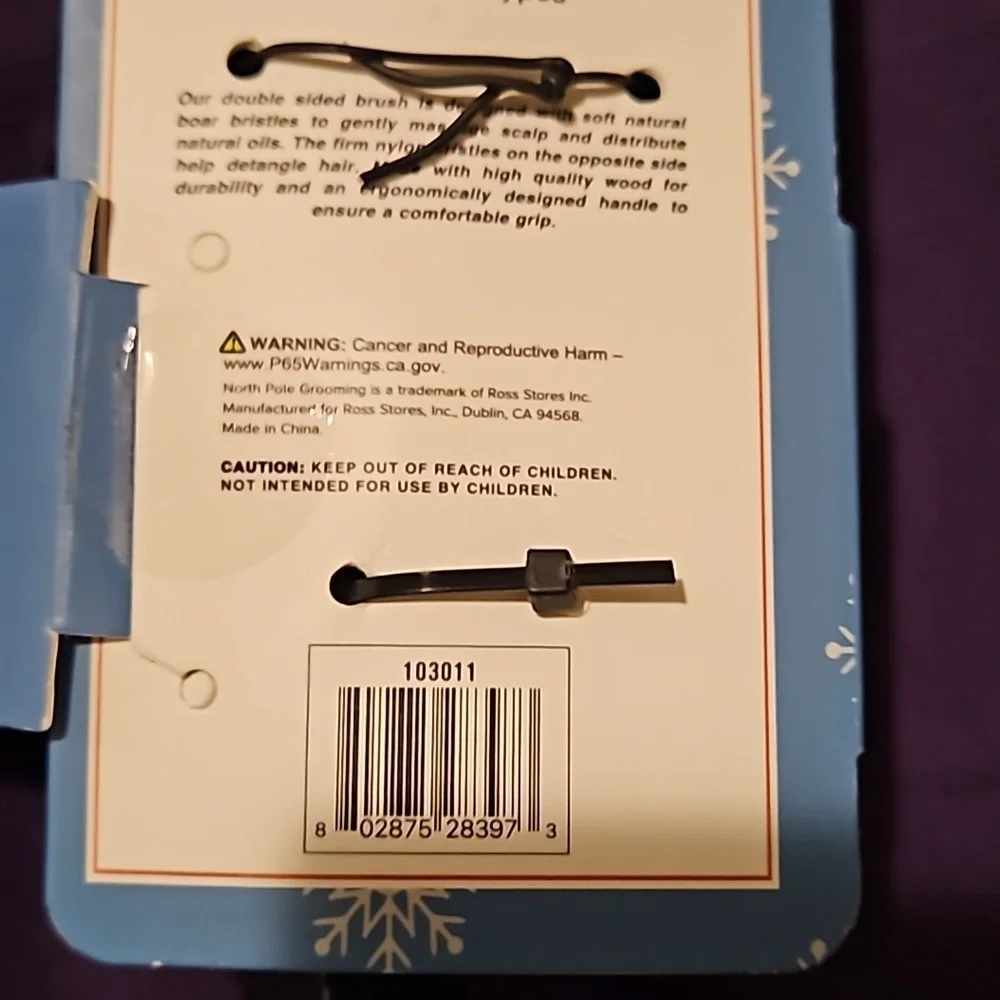 North Pole Grooming Mens Double Sided Boar & Nylon Bristle Black Brush Holiday